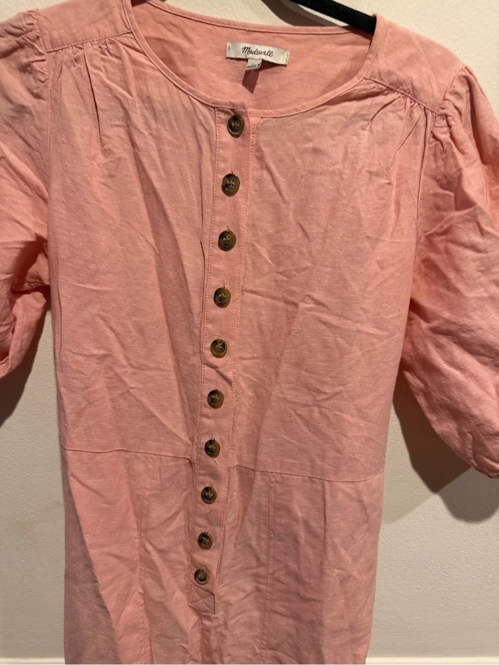 Madewell Blush Pink Button-Front Drawstring Jumpsuit